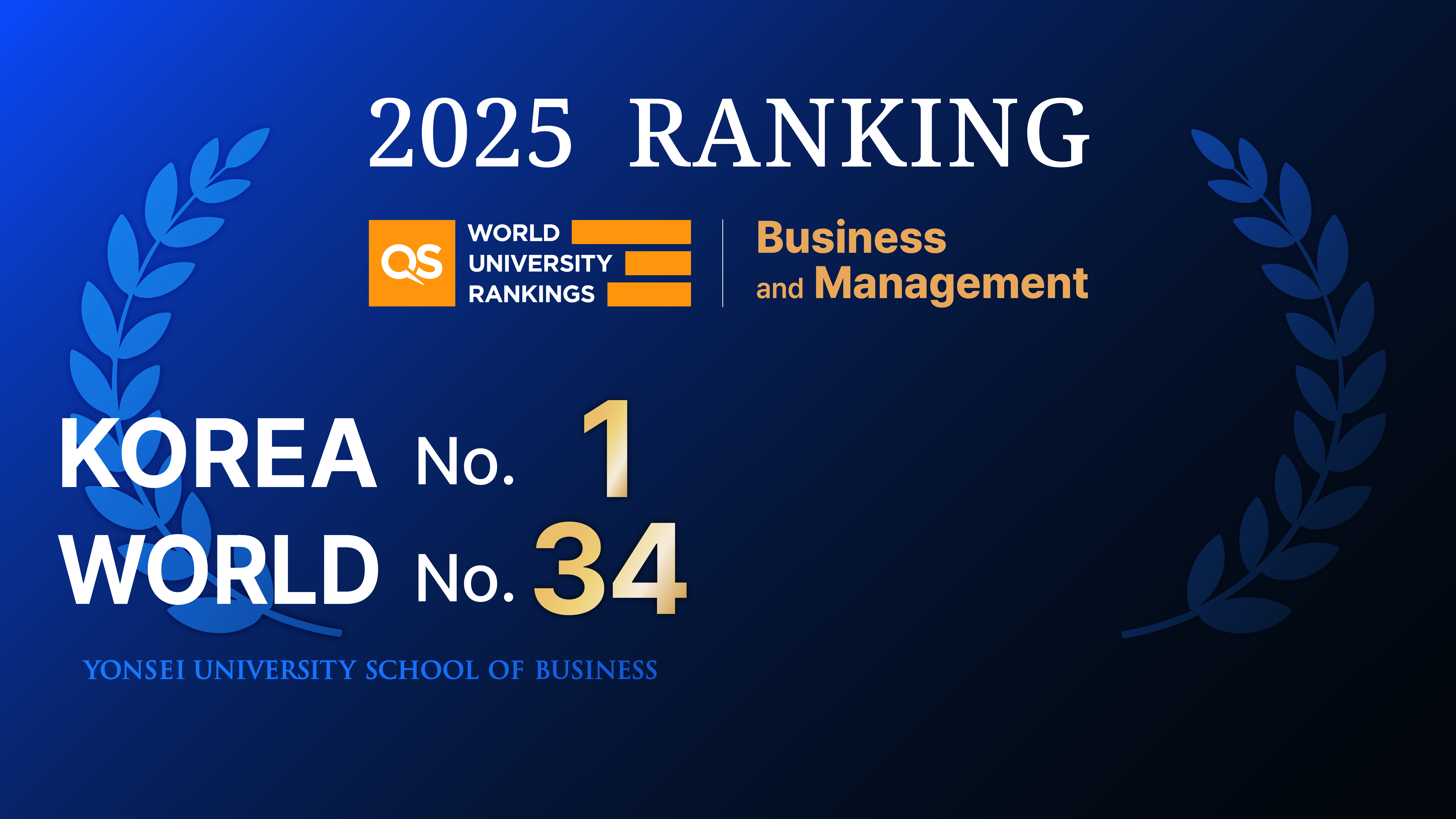 2025 QS 세계대학평가 Business and Management 국내 1위, 세계 34위